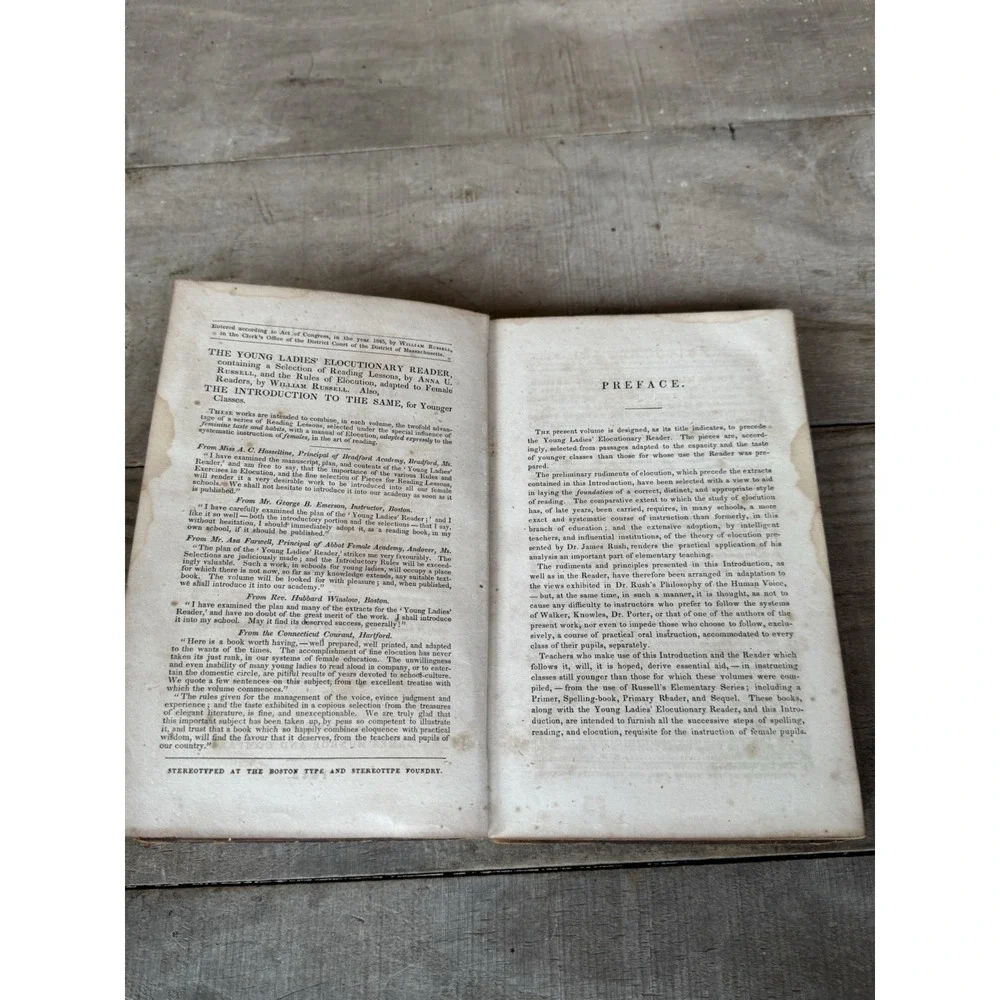 Antique Introduction To The‎ You G Ladies Elocutionary Reader